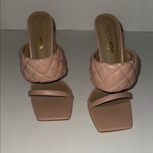 Fashion Nova Pink Quilted Heels with Square Toe